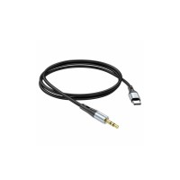 AUX переходник Hoco UPA22 (кабель) для аудио / Type-C - Mini-jack 3.5 mm. / Силиконовый / 1 метр / Черный