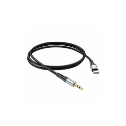 AUX перехідник Hoco UPA22 (кабель) для аудіо/Type-C - Mini-jack 3.5 mm. / Силіконовий / 1 метр / Чорний