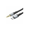 AUX переходник Hoco UPA22 (кабель) для аудио / Type-C - Mini-jack 3.5 mm. / Силиконовый / 1 метр / Черный