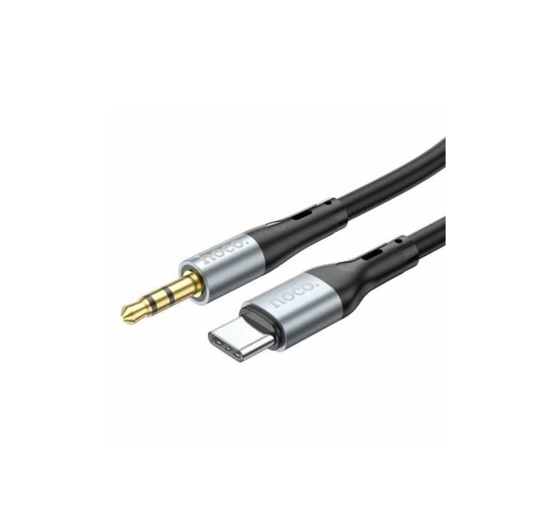 AUX переходник Hoco UPA22 (кабель) для аудио / Type-C - Mini-jack 3.5 mm. / Силиконовый / 1 метр / Черный