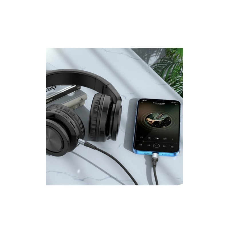 AUX перехідник Hoco UPA22 (кабель) для аудіо/Type-C - Mini-jack 3.5 mm. / Силіконовий / 1 метр / Чорний