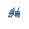 Удлинитель USB - USB / 2.0 для передачи данных и зарядки / 2 шт. ферритов / 1.8 метра / Прозрачный синий