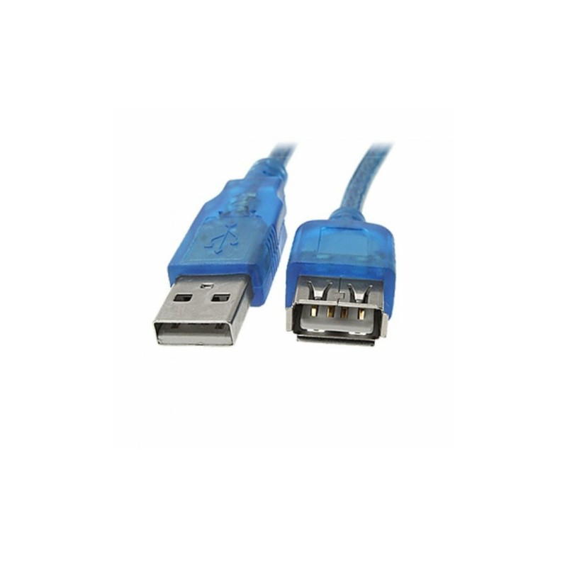 Подовжувач USB - USB/2.0 для передачі даних та зарядки/2 шт. феритів/1.8 метра/Прозорий синій