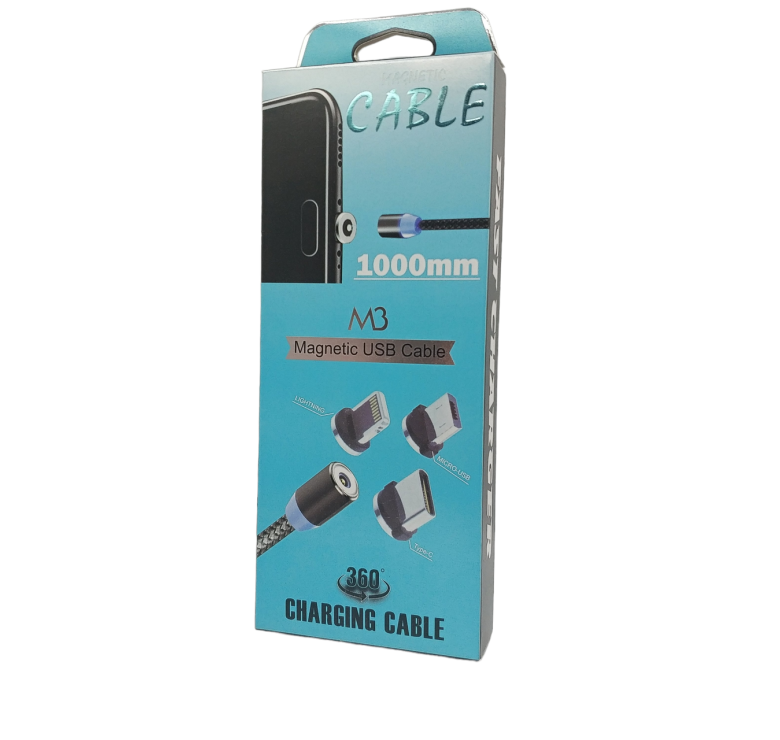 Магнитный кабель M3 3в1 Micro, Type-C, Lightning- USB / Круглый 360 Градусов / 100 см. / Черный