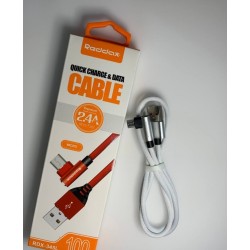 Кутовий кабель Micro – USB Reddax 345-L+L для смартфонів / 1 метр / до 2.4 Ампера / Білий
