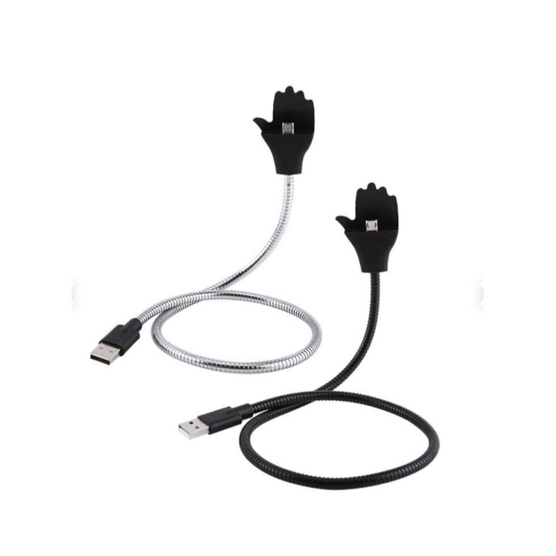 Зарядний гнучкий металевий кабель Micro USB Cable Data Coil Brace / Мікро USB для Android / срібний