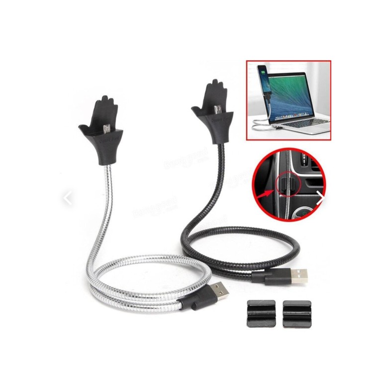 Зарядний гнучкий металевий кабель Micro USB Cable Data Coil Brace / Мікро USB для Android / срібний
