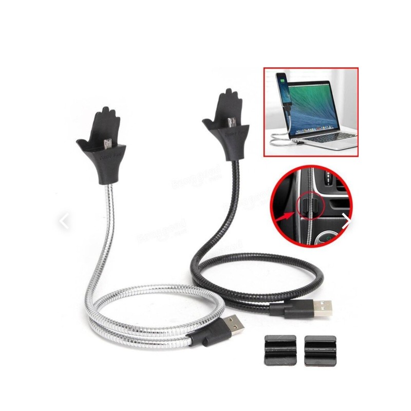 Зарядний гнучкий металевий кабель Micro USB Cable Data Coil Brace / Мікро USB для Android / срібний