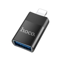 Перехідник / USB Адаптер Hoco / USB 2.0 Adapter / Data Transfer / Чорний
