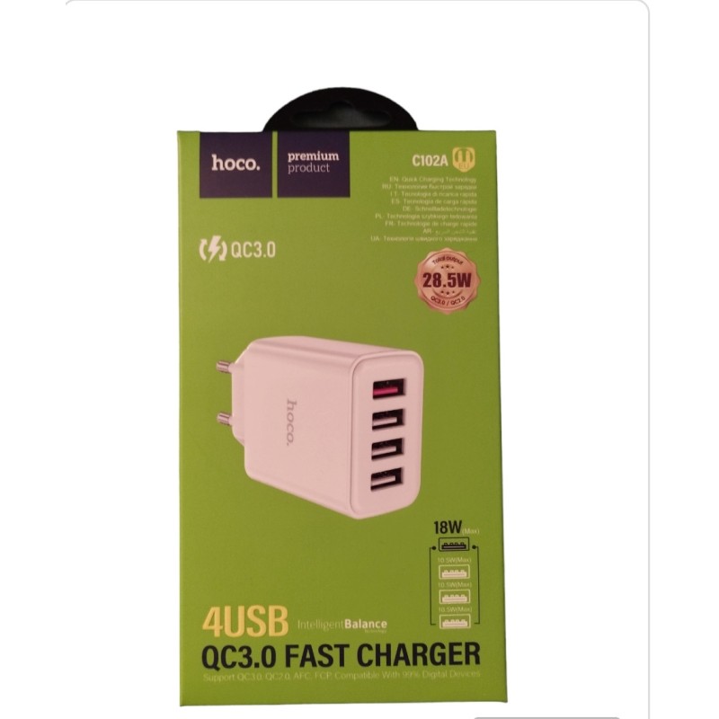 Качественный блок питания Hoco C102A Furza QC3.0 Быстрая зарядка Quick Charge 3.0 Белый
