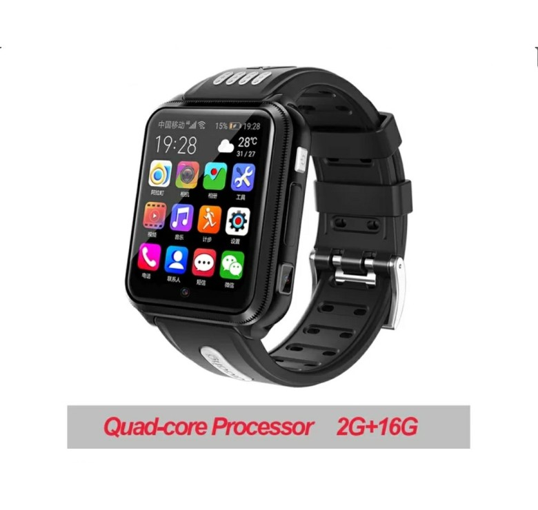 Часы смартфон на Android / GPS Wi-Fi 4G / 2 камеры / 1080 mAh / Черный