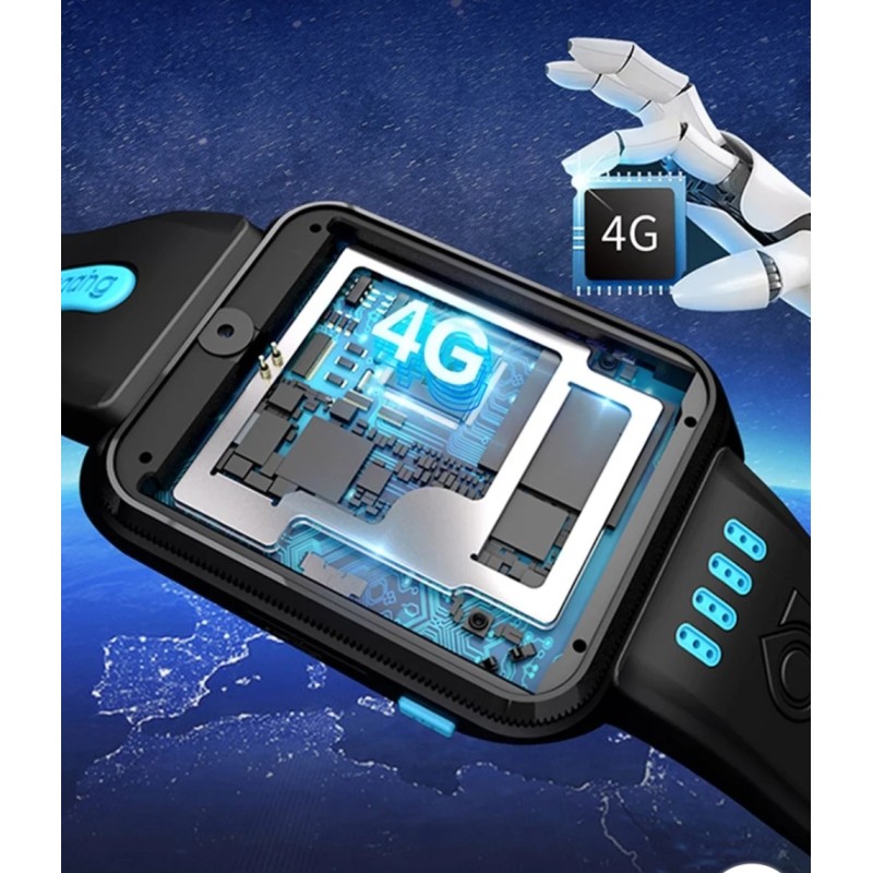 Годинник смартфон на Android / GPS Wi-Fi 4G / 2 камери / 1080 mAh / Чорний