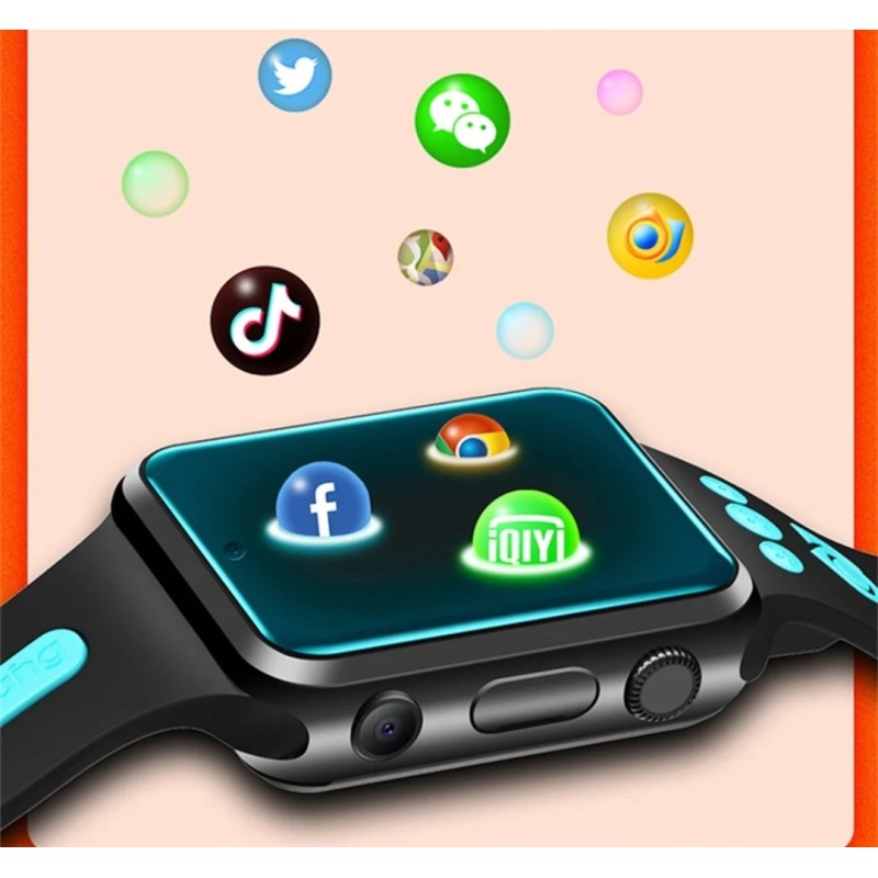 Годинник смартфон на Android / GPS Wi-Fi 4G / 2 камери / 1080 mAh / Чорний