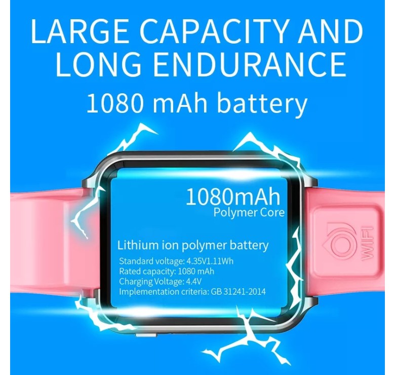 Часы смартфон на Android / GPS Wi-Fi 4G / 2 камеры / 1080 mAh / Черный