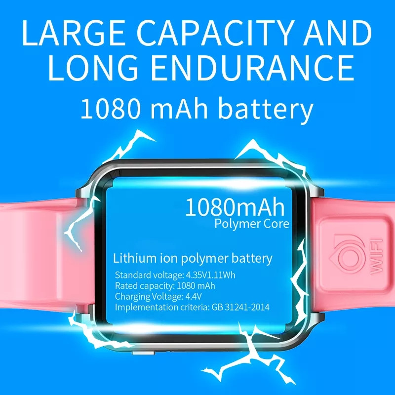 Годинник смартфон на Android / GPS Wi-Fi 4G / 2 камери / 1080 mAh / Чорний