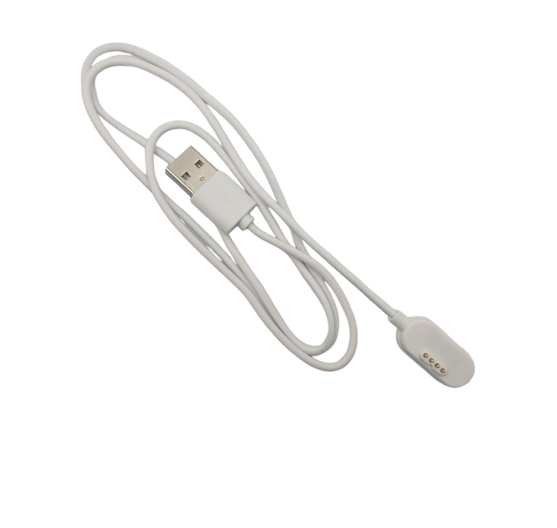 Магнітний USB кабель для смарт-годин TD31 на 4 конектори (7 мм) 80 см. Білий