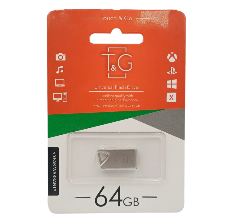 Флеш накопитель USB на 64 гб / скорость 2.0 "T&G" / Серебристый