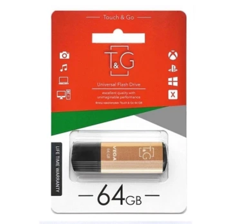 Флеш накопитель USB на 64 гб / скорость 2.0 "T&G" / Золото