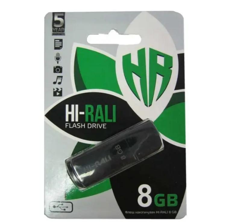 Флеш накопитель USB на 8 гб / скорость 2.0 Hi-Rali / Черный