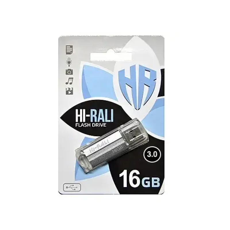 Флеш накопитель USB на 16 гб / скорость 3.0 Hi-Rali / Серебро