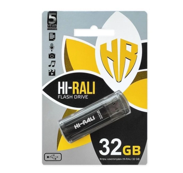 Флеш накопитель USB на 32 гб / скорость 2.0 Hi-Rali / Черный