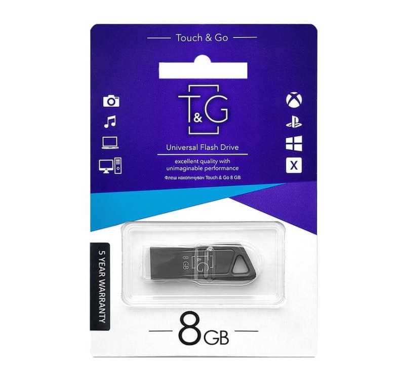 Флеш накопитель USB на 8 гб / скорость 2.0 "T&G" / Серебристый