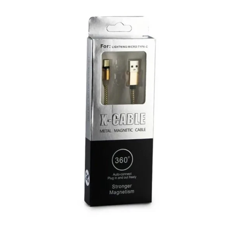 Магнитный кабель Type-C - USB / X-Cable Круглый 360 градусов / Золотистый