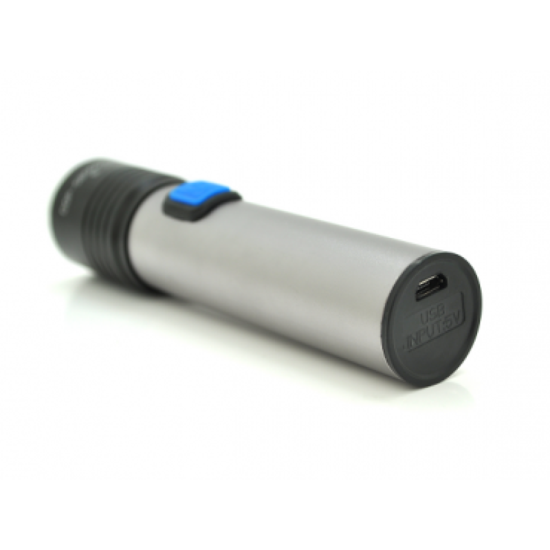 Ручний ліхтарик на акумуляторі Flashlight BL K31 / mirco USB / Сірий