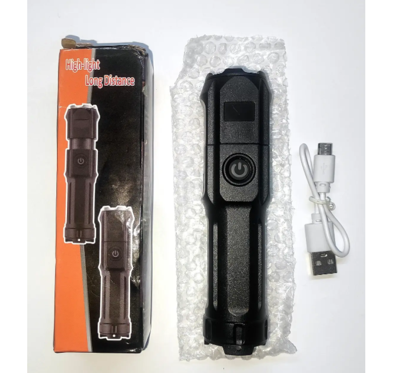 Карманный фонарик F15-T / micro USB / Черный