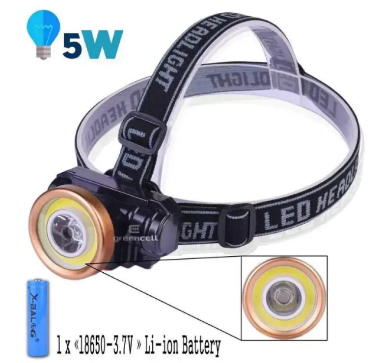 Акумуляторний ліхтарик налобний HeadLamp 0509-2 COB / Чорний