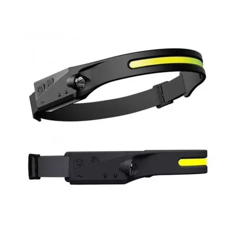 Налобный фонарь LED+COB с датчиком движения / Type-C USB / Черный