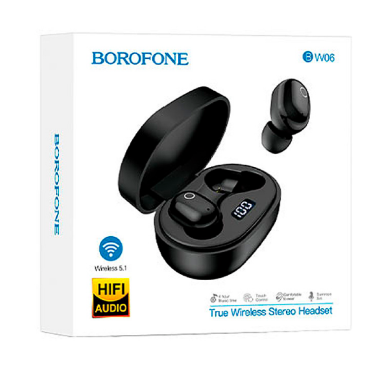 Беспроводные Bluetooth наушники Borofone BW06 / Черный