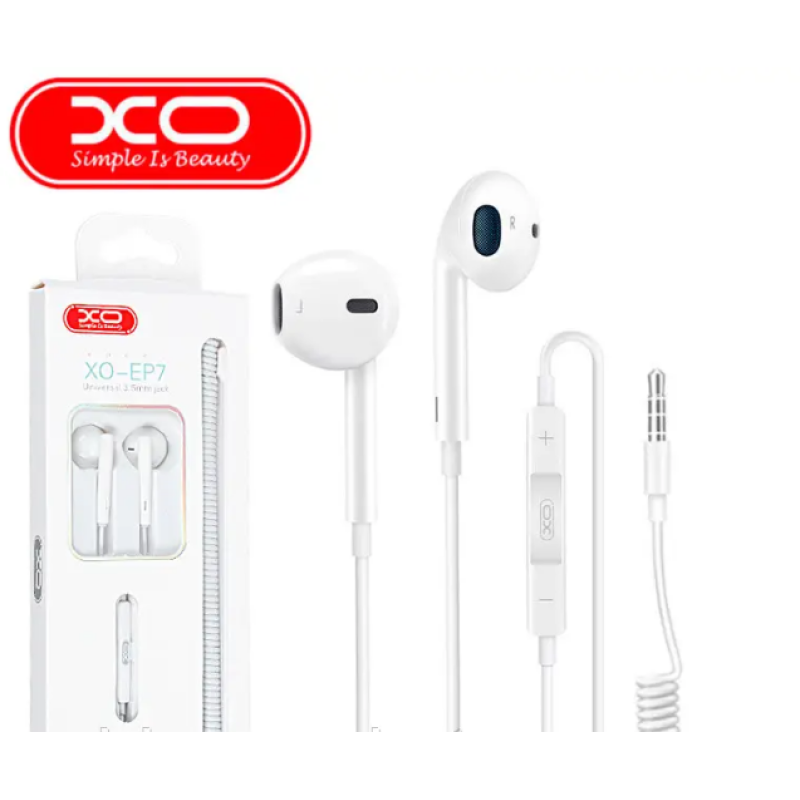 Навушники XO EP7 провідні вакуумні / Білий