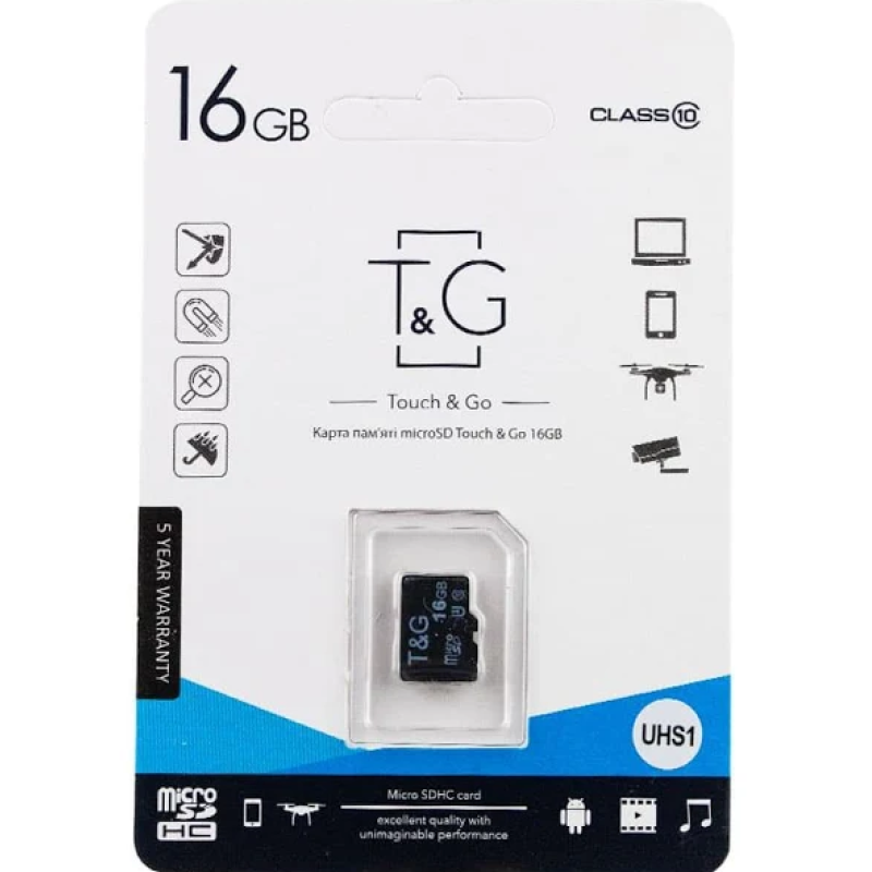 Карта пам'яті "T&G" Micro SDHC 16 GB 10 Class / Чорний