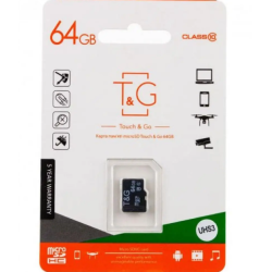 Карта пам'яті "T&G" Micro SDHC 64 гб 10 Class / Чорний
