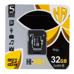 Карта пам'яті "Hi-Rali" microSDHC 32 гігабайт +АДАПТЕР / 10 Class / Чорний