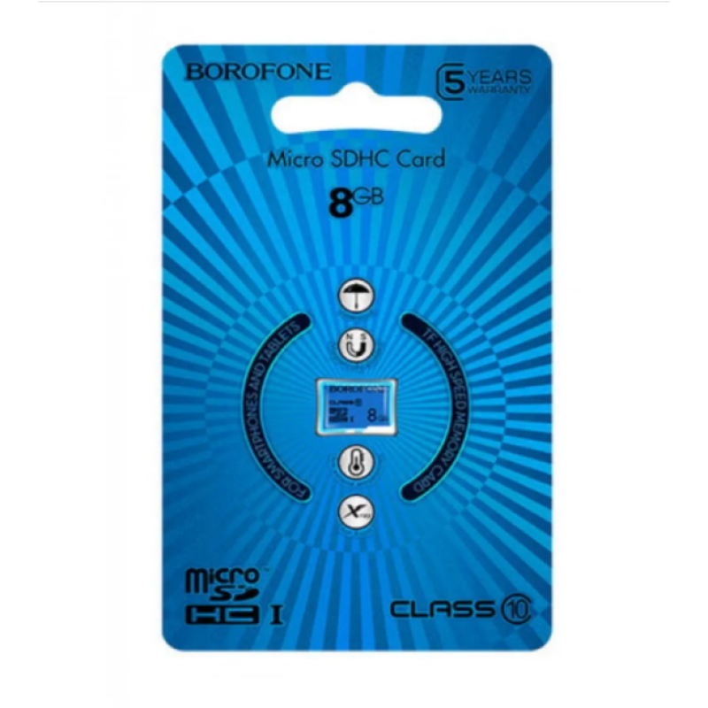 Карта пам'яті Borofone microSDHC 8 гб / 10 Class / Синій