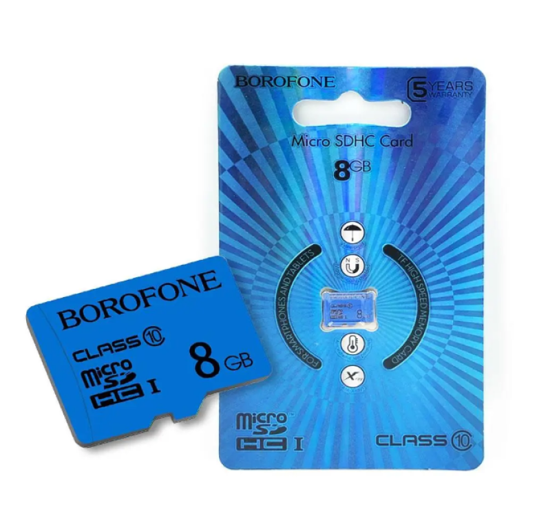 Карта пам'яті Borofone microSDHC 8 гб / 10 Class / Синій
