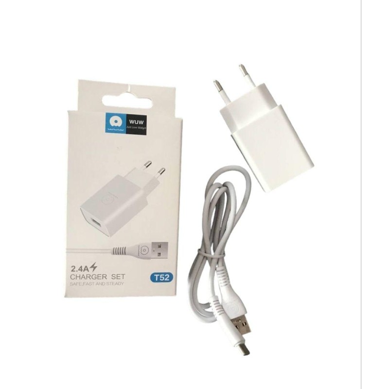 Сетевое зарядное устройство Charger Set WUW T52 / Зарядное устройство Type-C 2.4 А для телефона / Белый