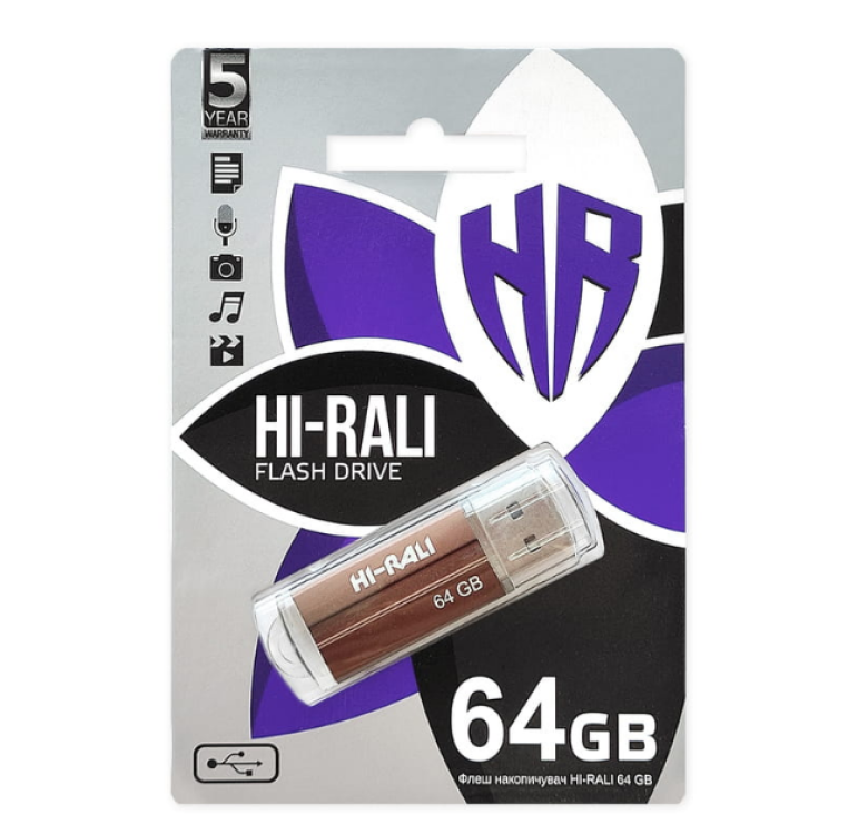 Флеш накопитель USB Hi-Rali на 64гб / Бронзовый