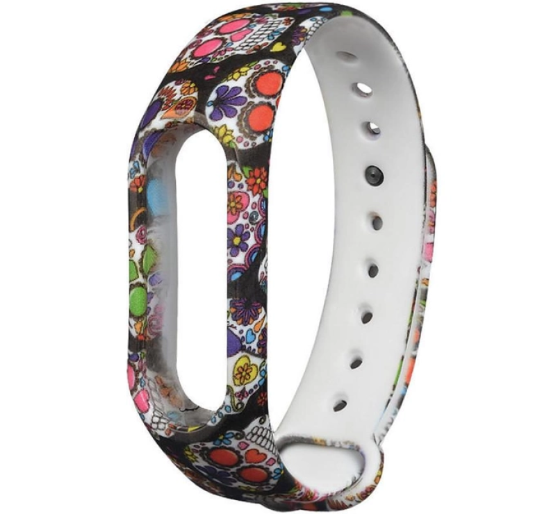 Ремешок на умный браслет Xiaomi Mi Band 5/6 / Цветной череп