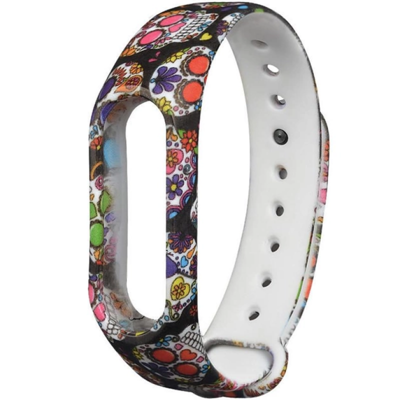 Ремешок на умный браслет Xiaomi Mi Band 5/6 / Цветной череп