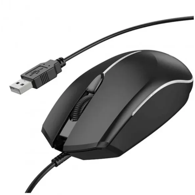 Провідна миша BOROFONE BG10 з підсвічуванням / Комп'ютерна мишка провідна 1.5M / Чорний