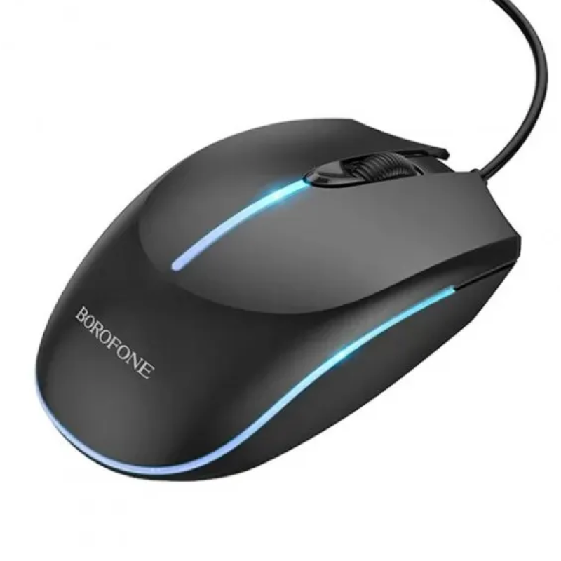 Провідна миша BOROFONE BG10 з підсвічуванням / Комп'ютерна мишка провідна 1.5M / Чорний