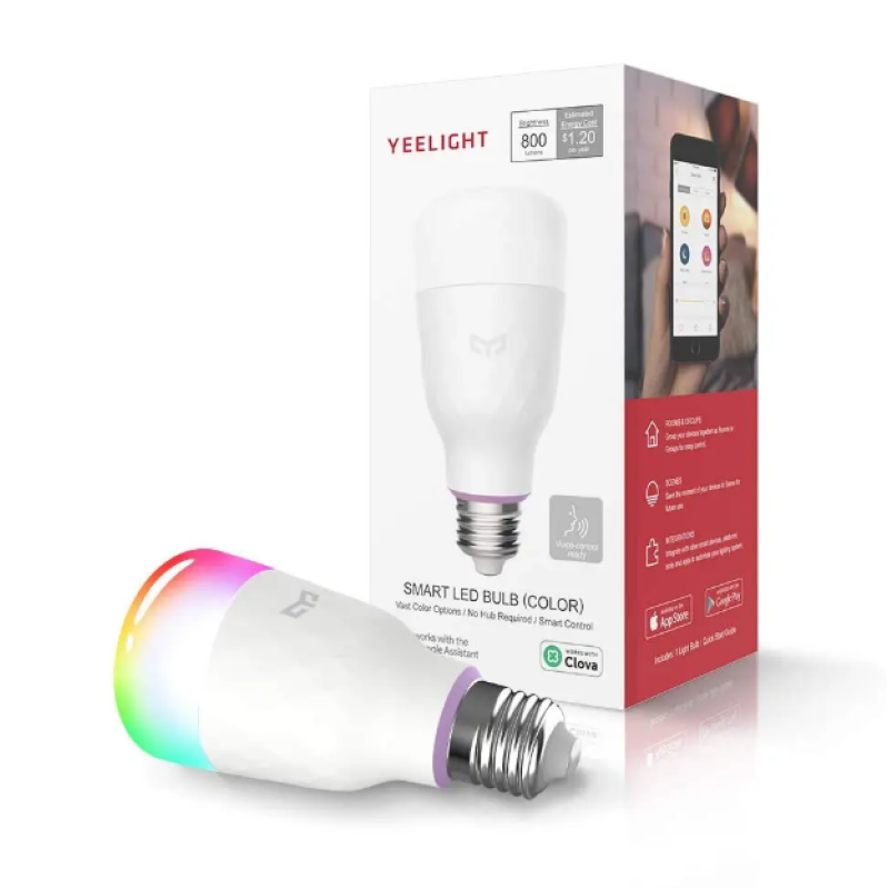 Розумна світлодіодна лампа Yeelight Smart LED Bulb (Color) with Voice Control / 10W