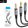 Кабель Hoco UPA21 перехідник AUX (роздвоювач) Jack 3.5 - Jack 3.5 plug + Jack 3.5 plug / Чорний