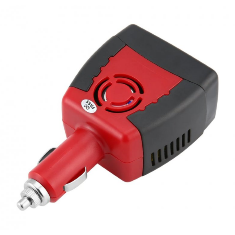 Перетворювач інвертор для прикурювача 12-220 В / 150 ВТ / Чорний + Червоний