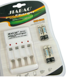 Універсальний зарядний пристрій для акумуляторних батарей AАА JIABAO+4 акумулятора 2500MAh / Білий