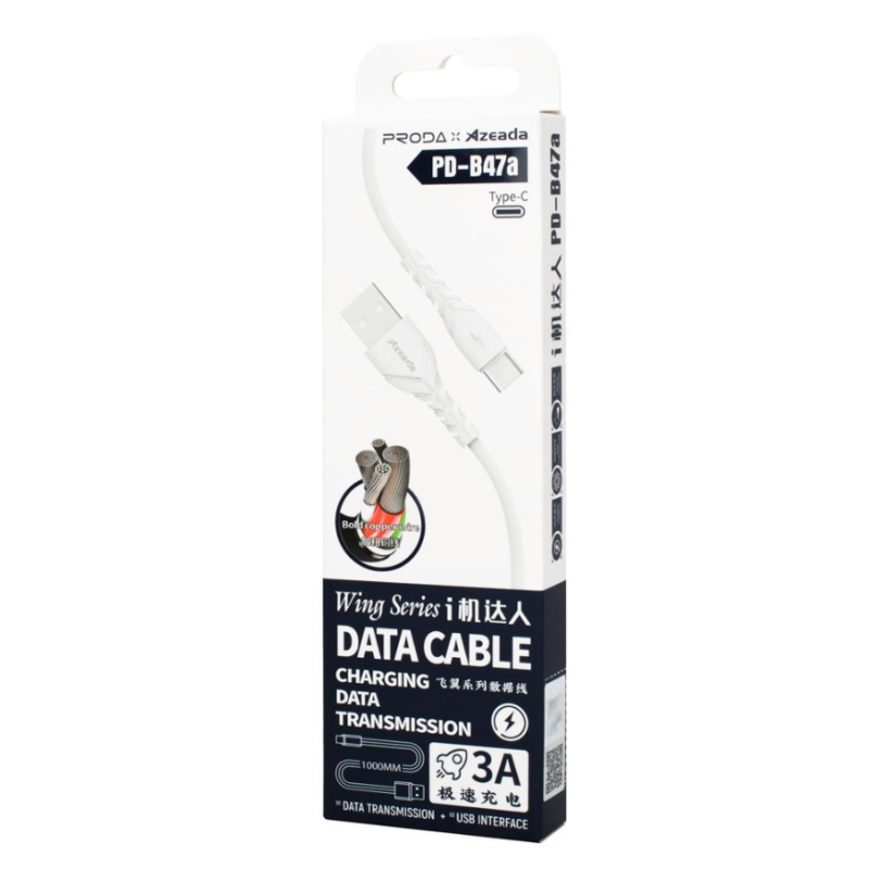 Кабель Proda PD-B47a Type-C / 3 А/ з передачею даних / Чорний