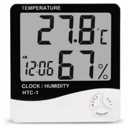Термометр - гігрометр HTC-1 / Годинник настільний з гігрометром і термометром / Білий
